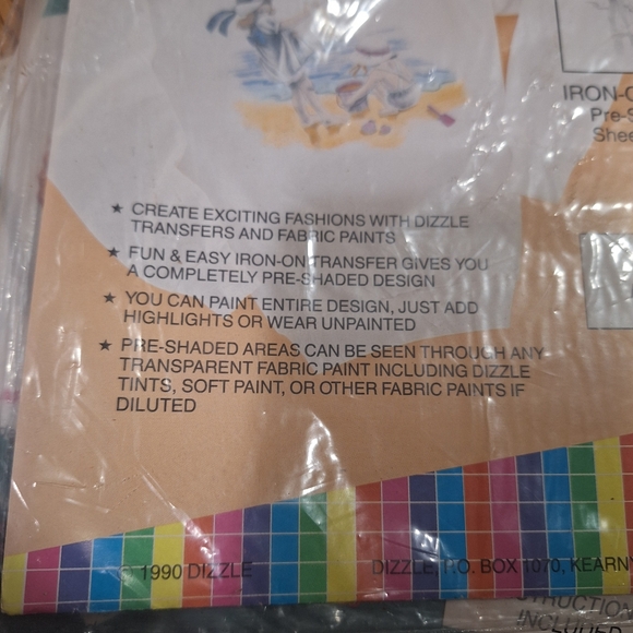 New 1990 DIZZLE Pre-Shaded Kids At The Shore 14" X 17" Sheet Hot Iron #50057 - Picture 4 of 8